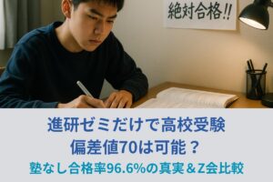 進研ゼミだけで高校受験 偏差値70は可能？塾なし合格率96.6%の真実＆Z会比較