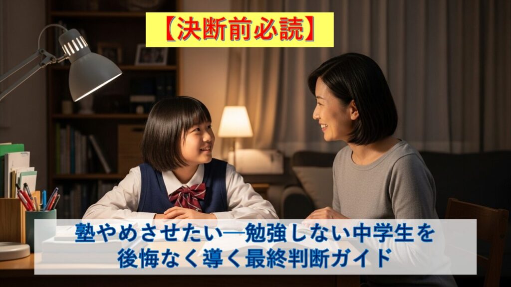 【決断前必読】塾やめさせたい─勉強しない中学生を後悔なく導く最終判断ガイド