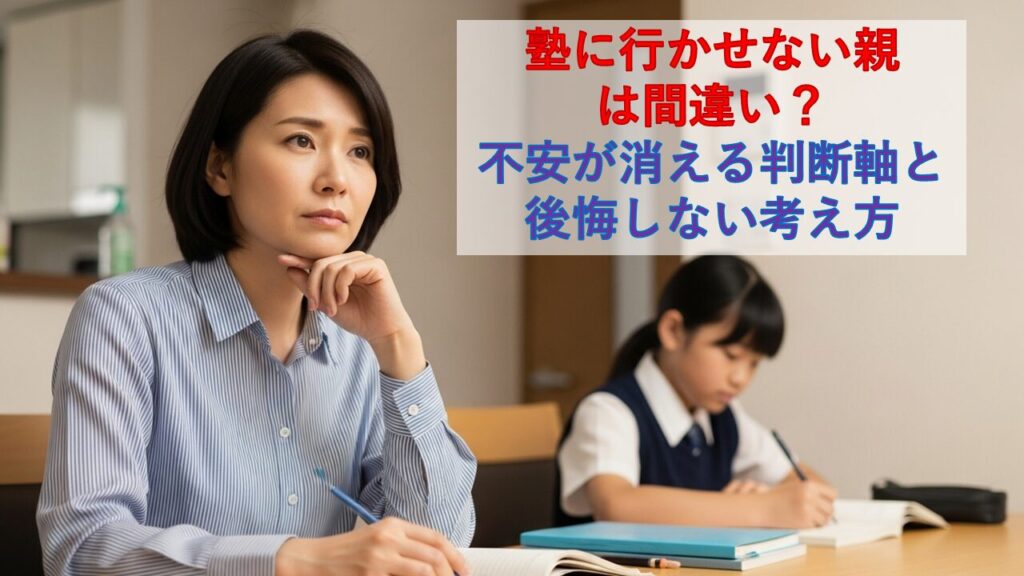 塾に行かせない親は間違い？不安が消える判断軸と後悔しない考え方