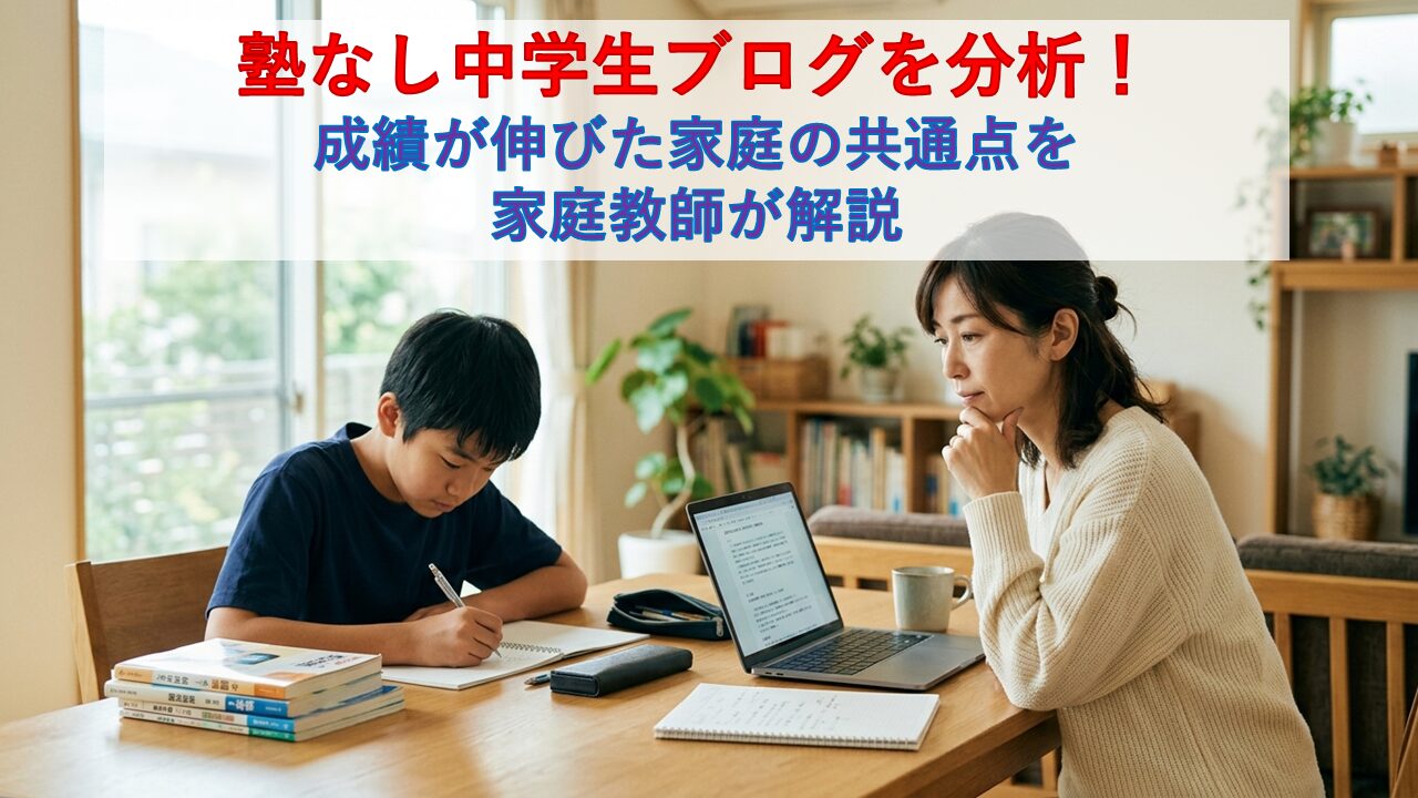 塾なし中学生ブログを分析！成績が伸びた家庭の共通点を家庭教師が解説